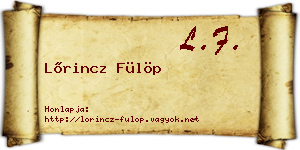 Lőrincz Fülöp névjegykártya